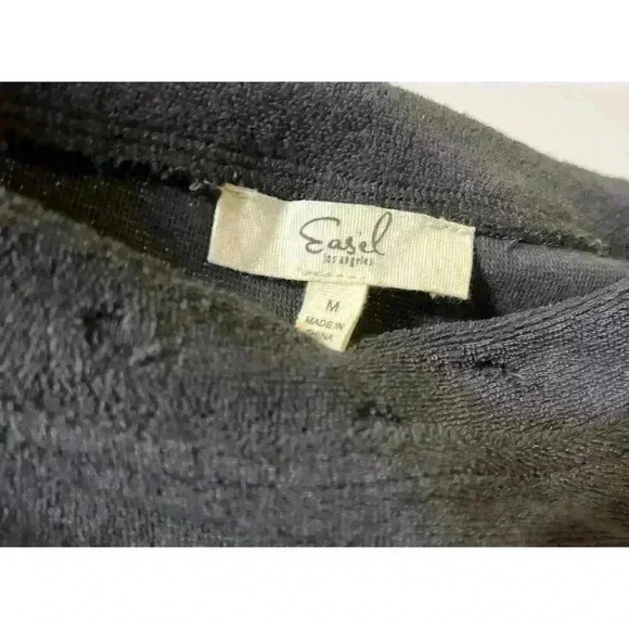 Women’s Easel LA Boho Fringe Sweater Gray Size Medium Oversized Distressed - Picture 9 of 10